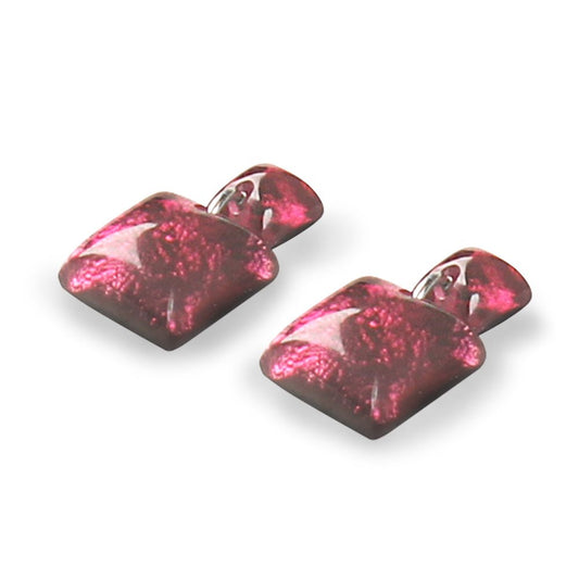 Raspberry Antique Square Dangle Stud Earrings | The Jewellery Stop