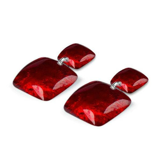 Red Antique Square Dangle Stud Earrings | The Jewellery Stop
