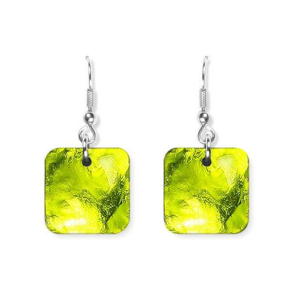 Lime Antique Square Fish Hook Earrings