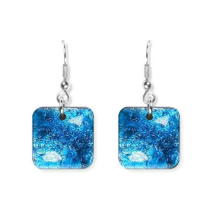 Navy Antique Square Fish Hook Earrings | The Jewellery Stop
