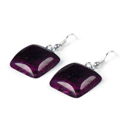 Purple Antique Square Fish Hook Earrings | The Jewellery Stop