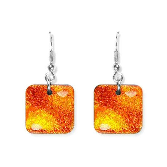 Tangerine Antique Square Fish Hook Earrings | The Jewellery Stop