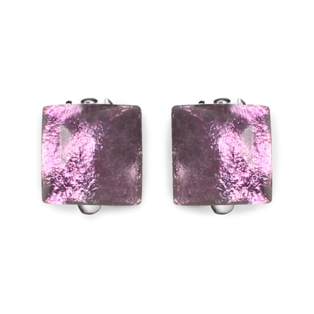 Aubergine Antique Square Clip Earrings | The Jewellery Stop