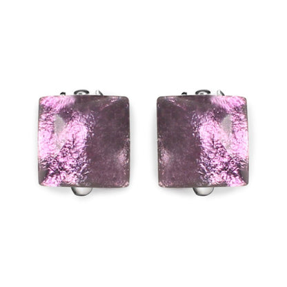 Aubergine Antique Square Clip Earrings | The Jewellery Stop