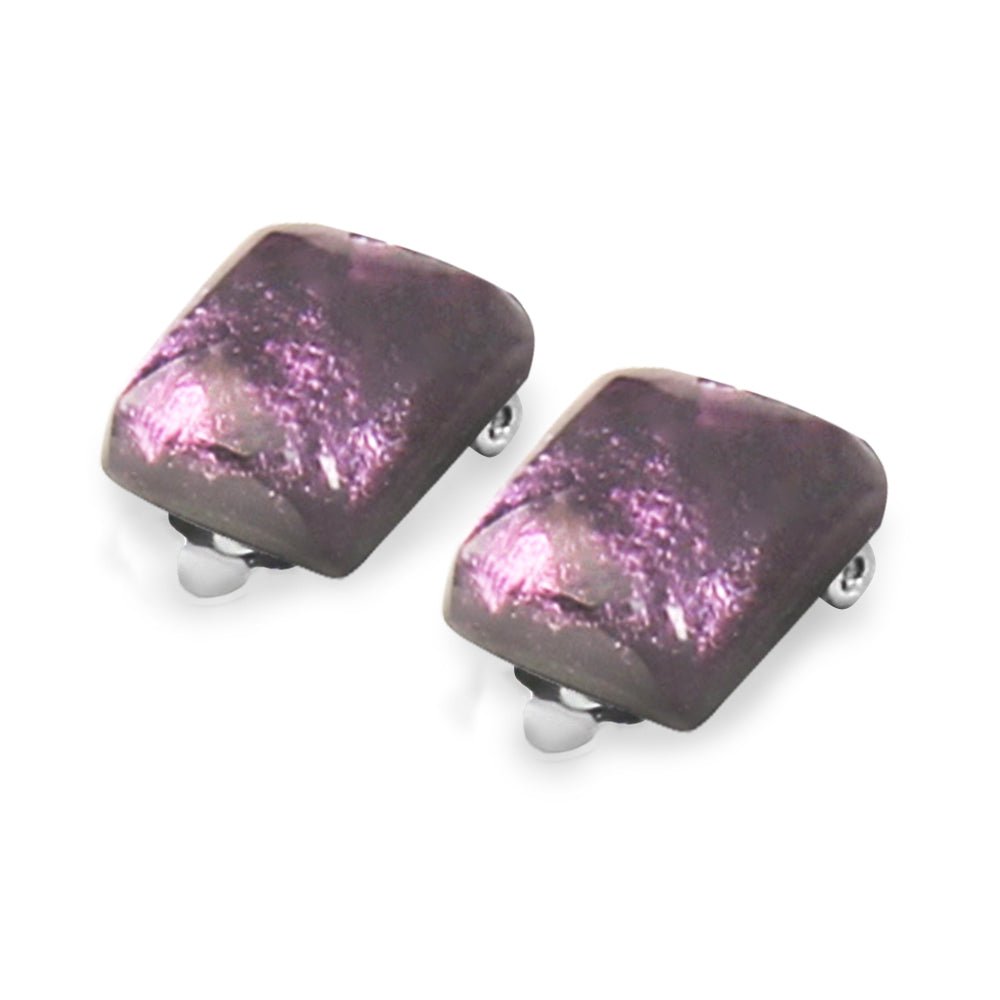 Aubergine Antique Square Clip Earrings | The Jewellery Stop