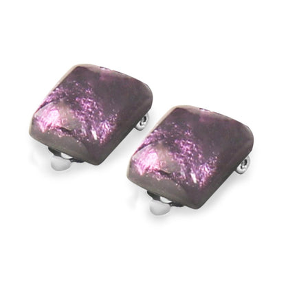 Aubergine Antique Square Clip Earrings | The Jewellery Stop