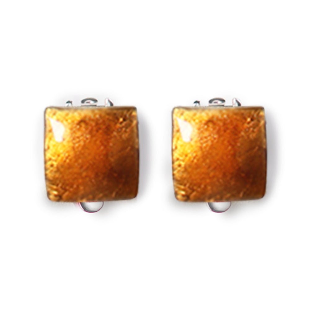 Mustard Antique Square Clip Earrings | The Jewellery Stop