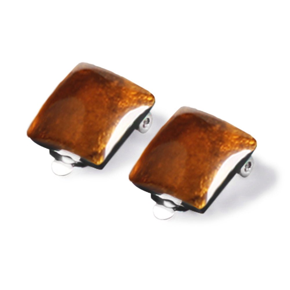 Mustard Antique Square Clip Earrings | The Jewellery Stop