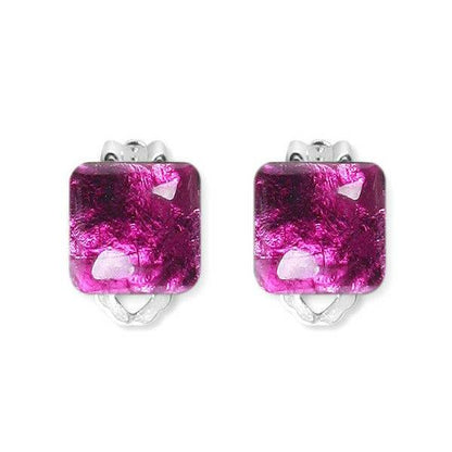 Purple Antique Square Clip Earrings | The Jewellery Stop