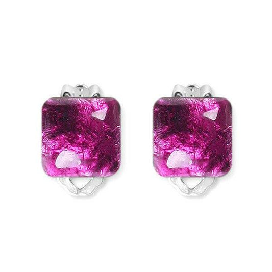 Purple Antique Square Clip Earrings | The Jewellery Stop
