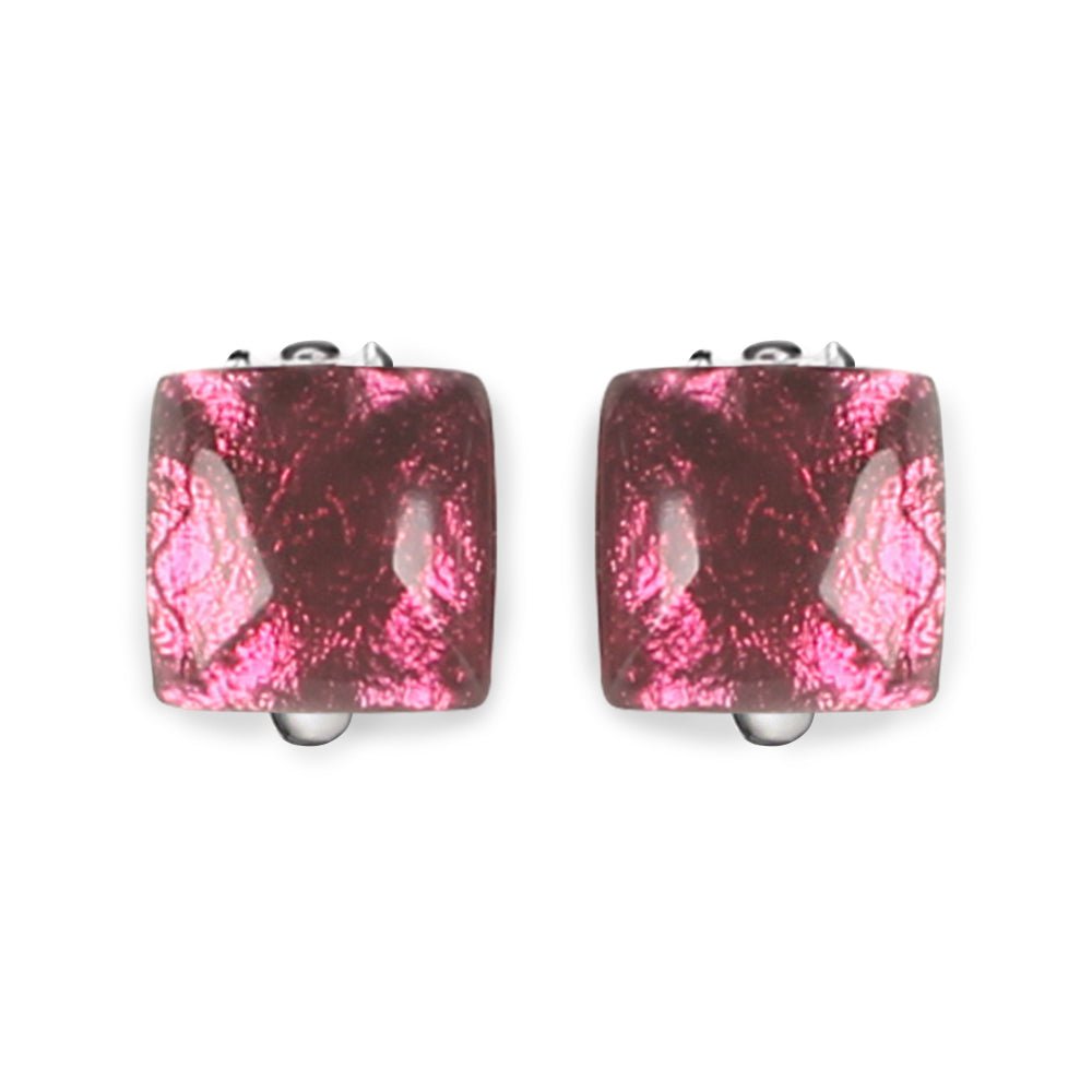 Raspberry Antique Square Clip Earrings | The Jewellery Stop