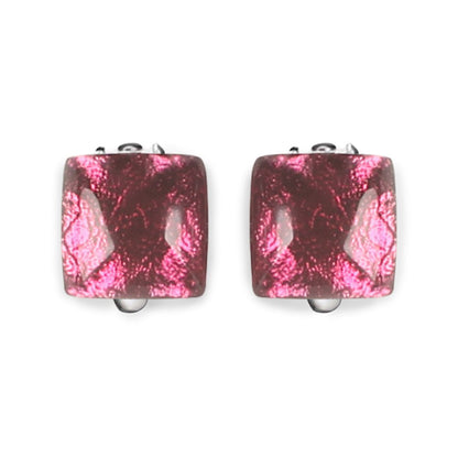 Raspberry Antique Square Clip Earrings | The Jewellery Stop
