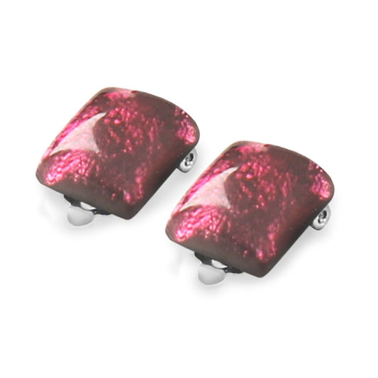 Raspberry Antique Square Clip Earrings | The Jewellery Stop