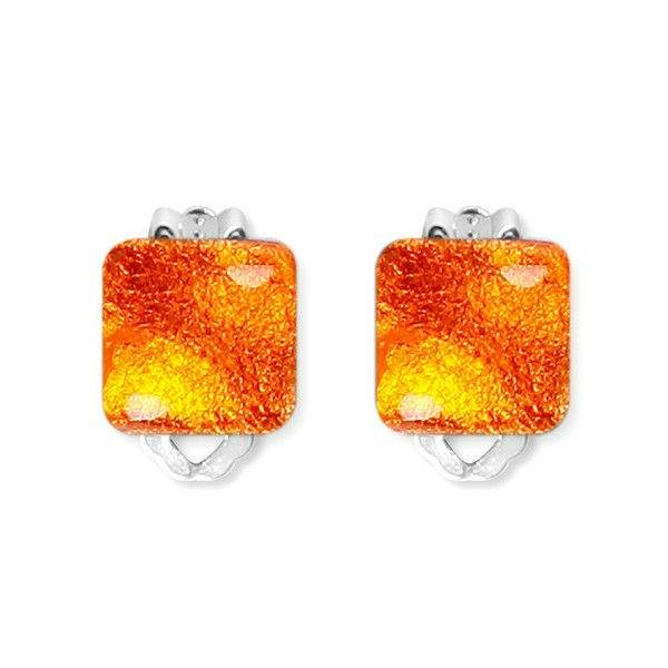 Tangerine Antique Square Clip Earrings | The Jewellery Stop