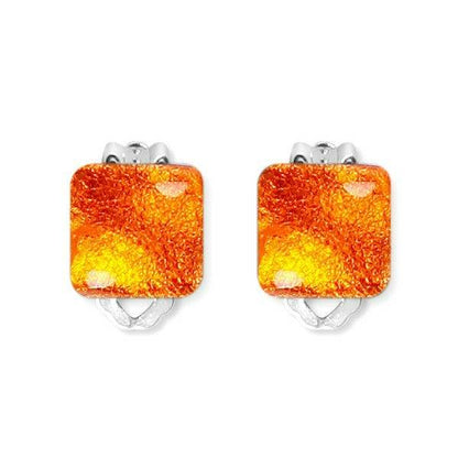 Tangerine Antique Square Clip Earrings | The Jewellery Stop