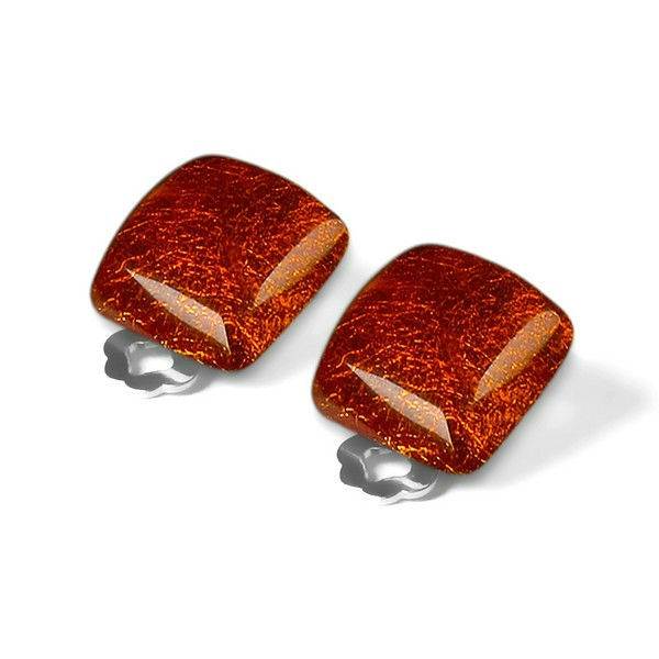 Tangerine Antique Square Clip Earrings | The Jewellery Stop