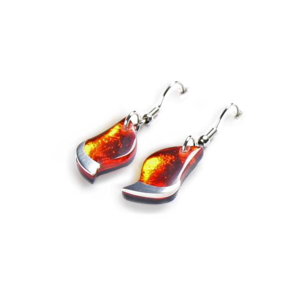 Orange Flame Fish Hook Earrings