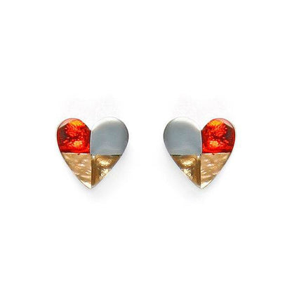 Toffee Mosaic Heart with Shell Stud Earrings | The Jewellery Stop