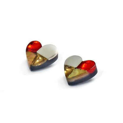 Toffee Mosaic Heart with Shell Stud Earrings | The Jewellery Stop