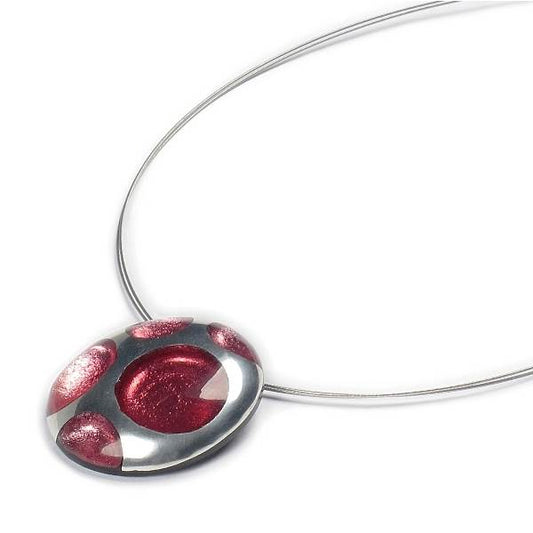 Pink Domed Circle Polka dot Pendant | The Jewellery Stop
