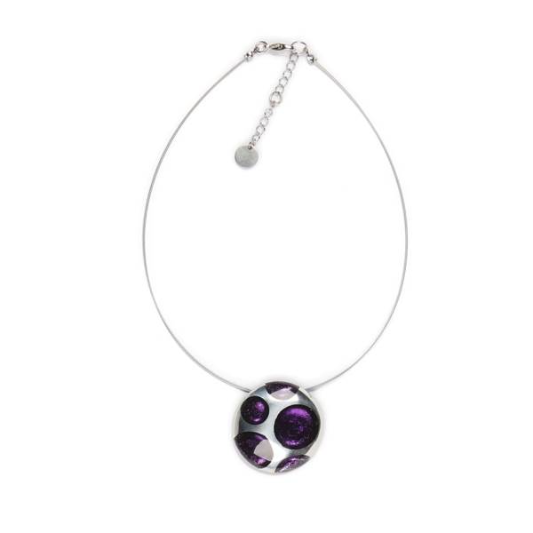 Purple Domed Circle Polka dot Pendant | The Jewellery Stop