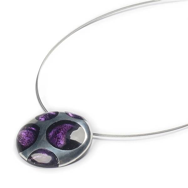 Purple Domed Circle Polka dot Pendant | The Jewellery Stop