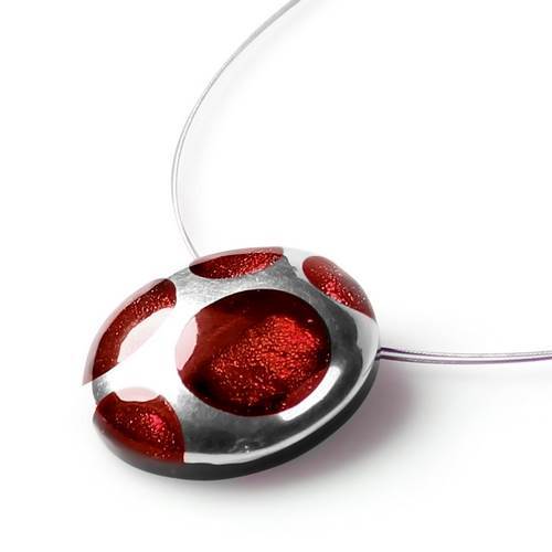 Red Domed Circle Polka dot Pendant | The Jewellery Stop