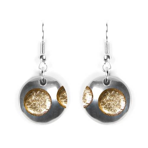 Gold Domed Circle Polka dot Fish Hook Earrings | The Jewellery Stop
