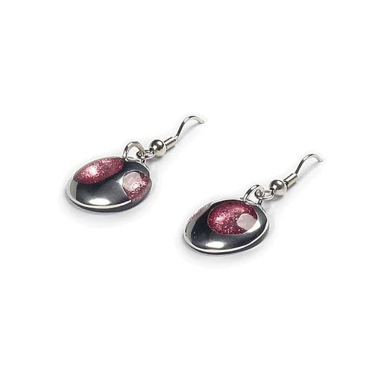 Pink Domed Circle Polka dot Fish Hook Earrings | The Jewellery Stop