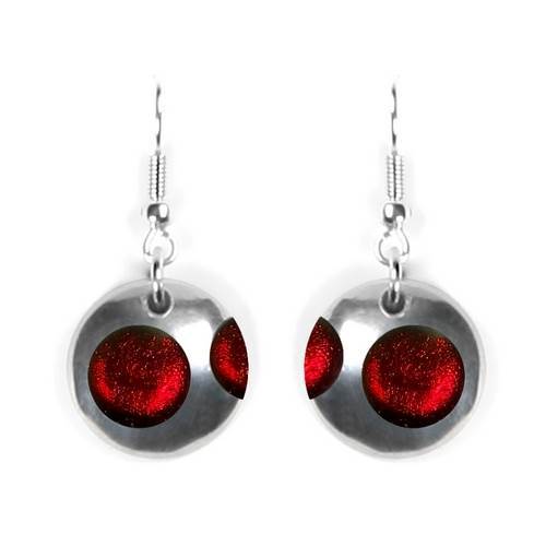 Red Domed Circle Polka dot Fish Hook Earrings | The Jewellery Stop