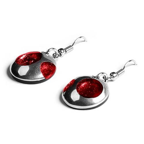 Red Domed Circle Polka dot Fish Hook Earrings | The Jewellery Stop