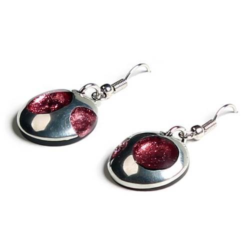 Rose Domed Circle Polka dot Fish Hook Earrings | The Jewellery Stop