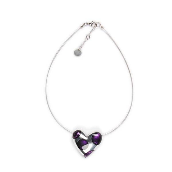 Purple Domed Heart Polka dot Pendant | The Jewellery Stop