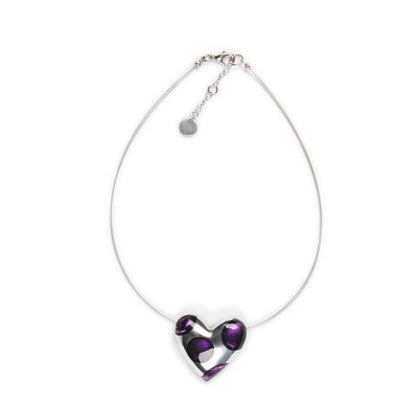 Purple Domed Heart Polka dot Pendant | The Jewellery Stop