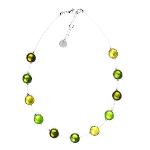 Peridot Metal Buttons Necklace