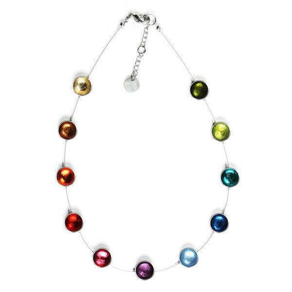 Rainbow Metal Buttons Necklace