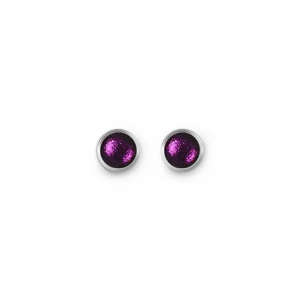 Aubergine Metal Buttons Small Stud Earrings
