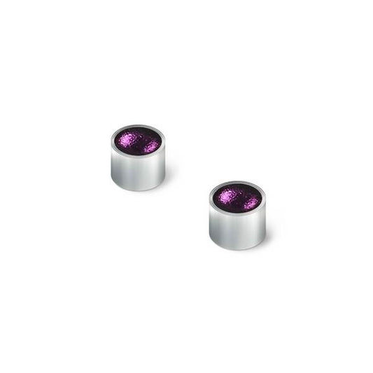 Aubergine Metal Buttons Small Stud Earrings | The Jewellery Stop