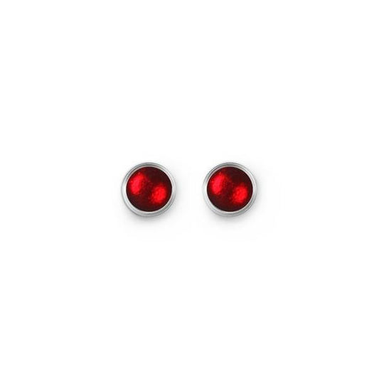 Burgundy Metal Buttons Small Stud Earrings | The Jewellery Stop