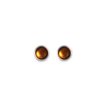 Mustard Metal Buttons Small Stud Earrings | The Jewellery Stop