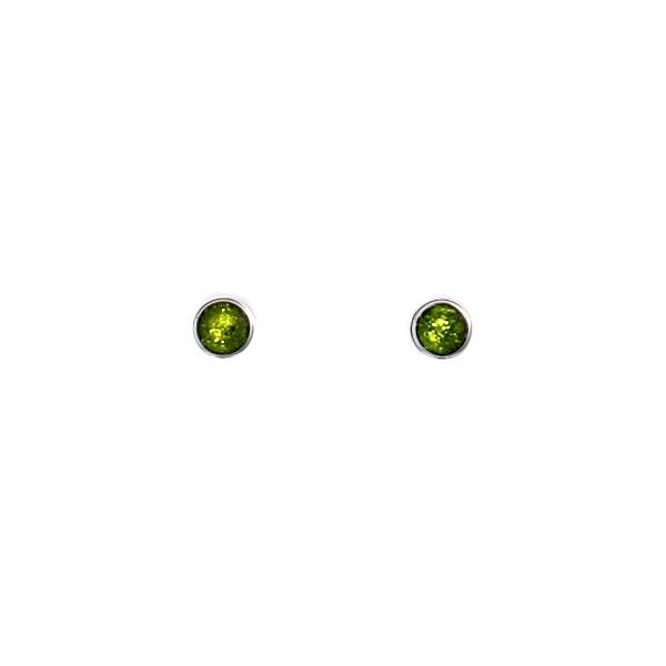 Peridot Metal Buttons Small Stud Earrings | The Jewellery Stop