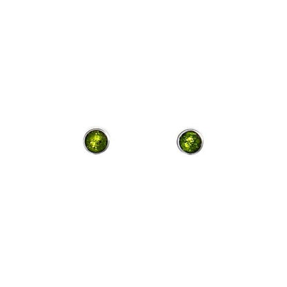 Peridot Metal Buttons Small Stud Earrings | The Jewellery Stop