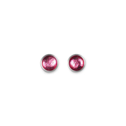 Pink Metal Buttons Small Stud Earrings