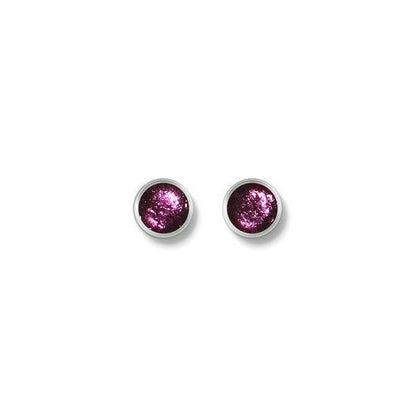 Purple Metal Buttons Small Stud Earrings | The Jewellery Stop