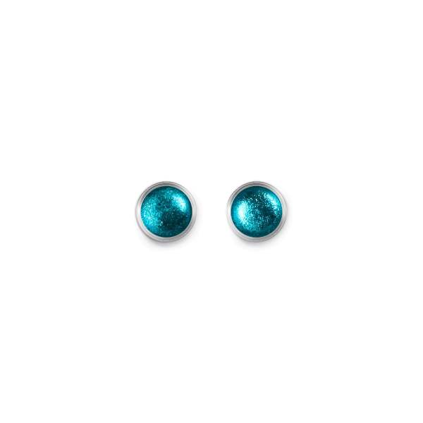 Teal Metal Buttons Small Stud Earrings | The Jewellery Stop