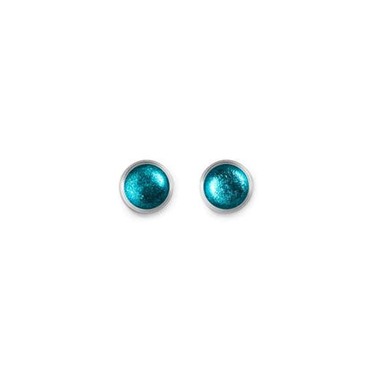 Teal Metal Buttons Small Stud Earrings | The Jewellery Stop