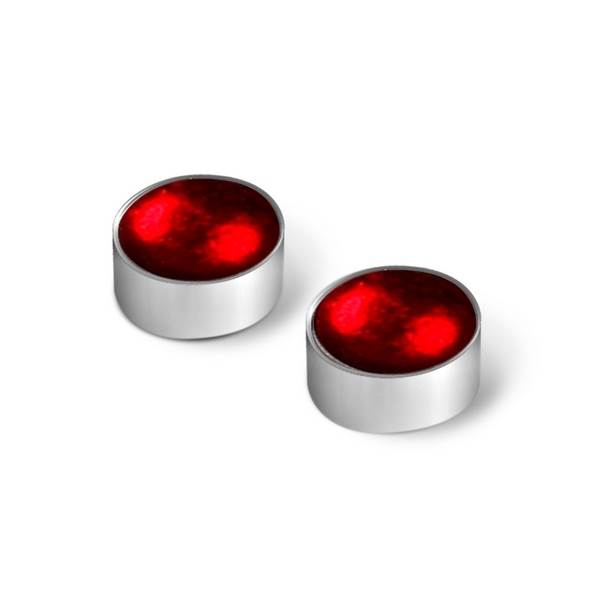 Burgundy Metal Buttons Large Stud Earrings | The Jewellery Stop