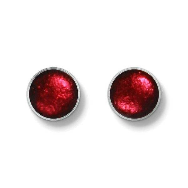 Cerise Metal Buttons Large Stud Earrings | The Jewellery Stop