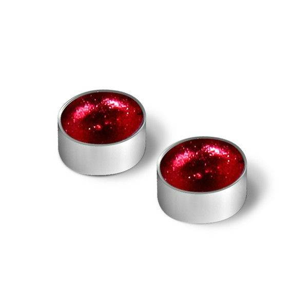 Cerise Metal Buttons Large Stud Earrings | The Jewellery Stop
