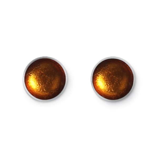 Mustard Metal Buttons Large Stud Earrings | The Jewellery Stop